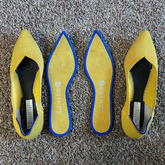 Rothy's Women’s Vibrant Yellow Flats with Blue Trim Size W8 - Picture 9 of 13